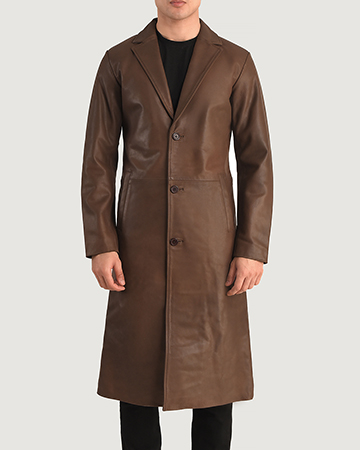Mateo Brown Leather Single Breasted Coat The Jacket Maker